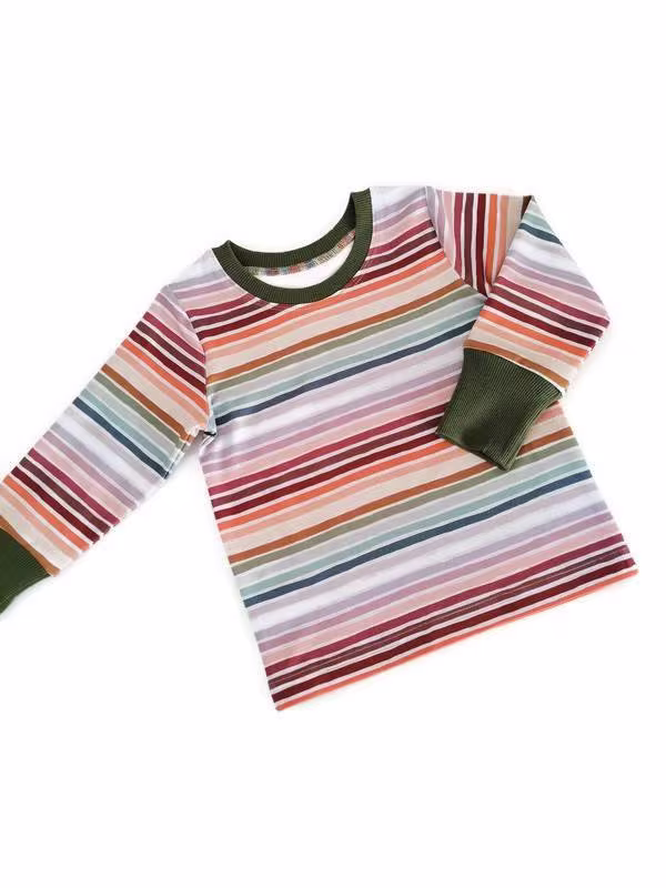 Neutral Stripes Organic Cotton Baby Tshirt, 12-18 Mths, Unisex Clothes, Gender Neutral Baby, Striped Coordinate Top, Handmade UK