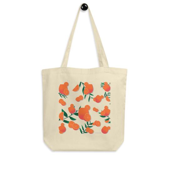 Orange Pattern Eco Tote Bag, Organic Cotton Reusable Shopping Aperol Spritz Pattern, Food Lover Gift Idea, Nature