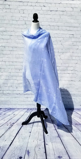 Baby Blue Scarf, 100% Organic Cotton, Shibori Shawl, Wrap, Sarong, Hand-Dyed
