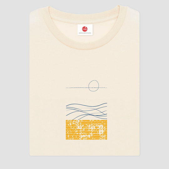 Mens White Organic Ocean Beach T Shirt, Wave Print Graphic Tshirt, Surfer Tee, Natural White, Sustainably Made, Fathers Day Gift For Him
