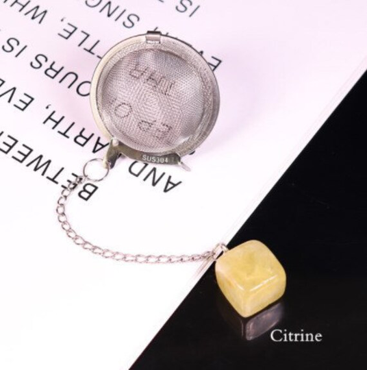 Square Citrine Crystal Tea Filter - Reusable Loose Leaf Ball Infuser Stainless Steel Strainer