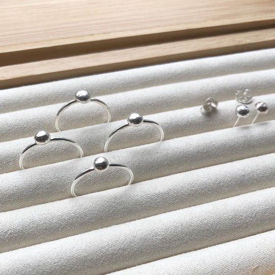 Organic Sterling Silver Dot Ring & Stud Earrings Set