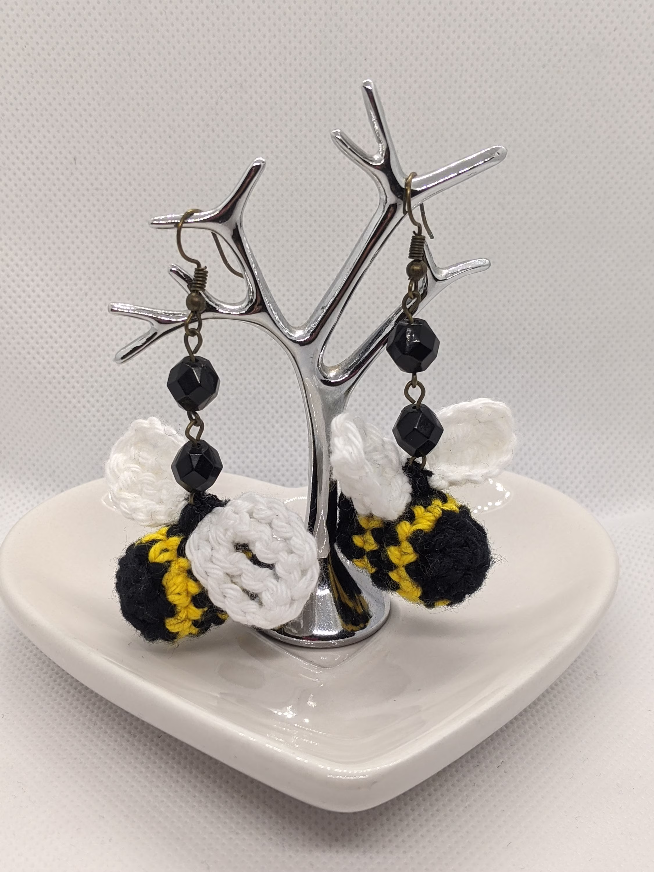 Crochet Bee Earrings | Hooks Or Clip On Handmade Jewellery Seasonal Accessories Nature Theme