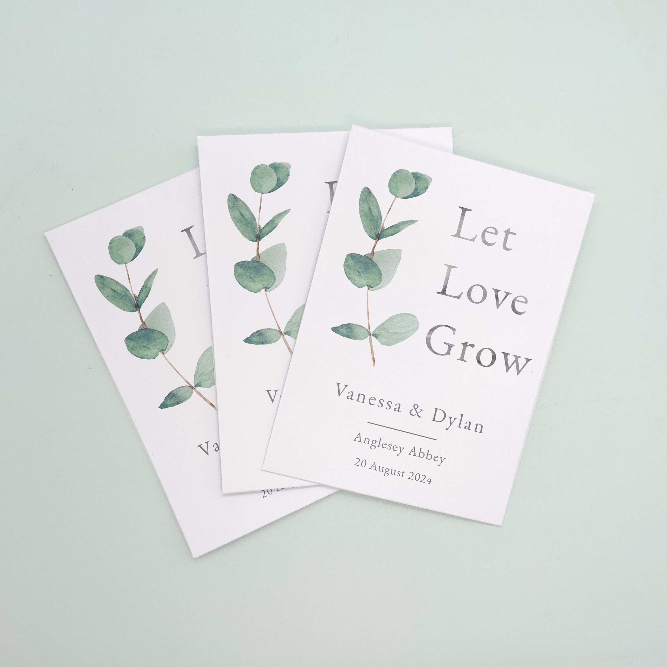 Seed Packet Wedding Favours, Seeds Included, Let Love Grow Eucalyptus Sprig Foliage, Bridal Shower Favors, Rustic Wedding, Botanical