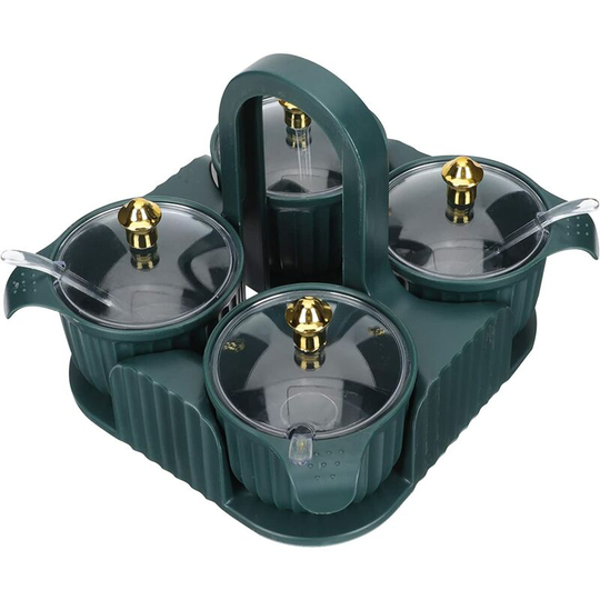 Seasoning Box Pot Handheld Seasoning Organizer Storage Container with Lid And Spoon Salt Sugar Pepper Box