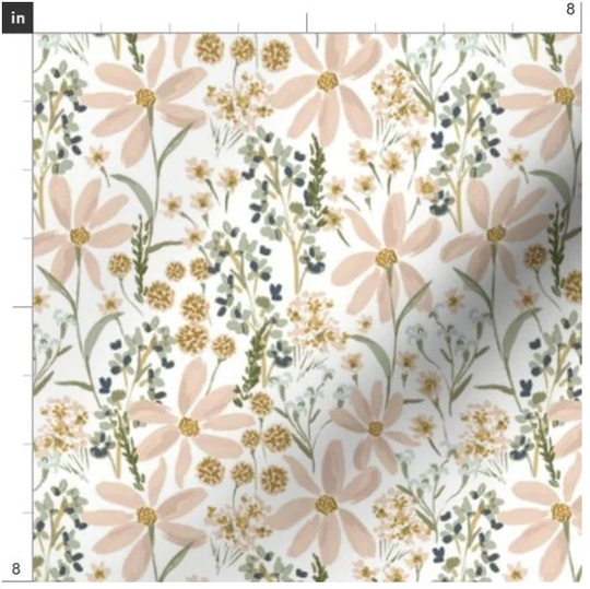 Daisy Dreams Fabric By The Yard | Floral Blossom Pink Flowers Daisies Made To Order Organic