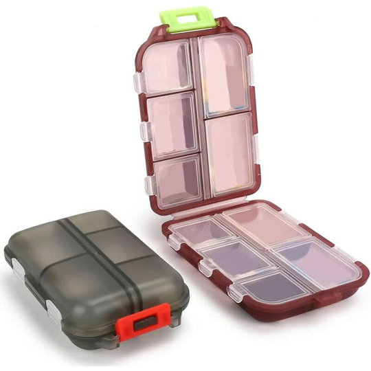 2PCS travel pill sorting box, portable pill box, pill box dispenser, with 10 compartments, can store different medicines, with random colors