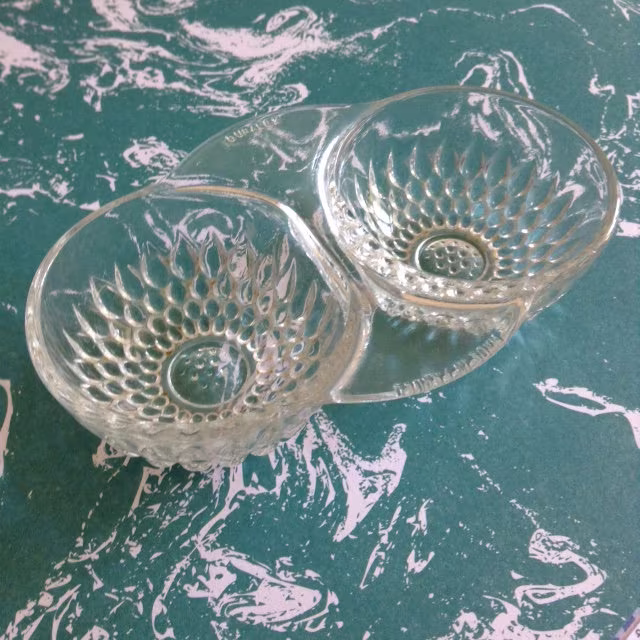 French Duralex 1950S Vintage Chic Wedding Salt & Pepper Cellar - Heavy Clear Glass Stamped Made in France New 2.3/4 X 4.1/4