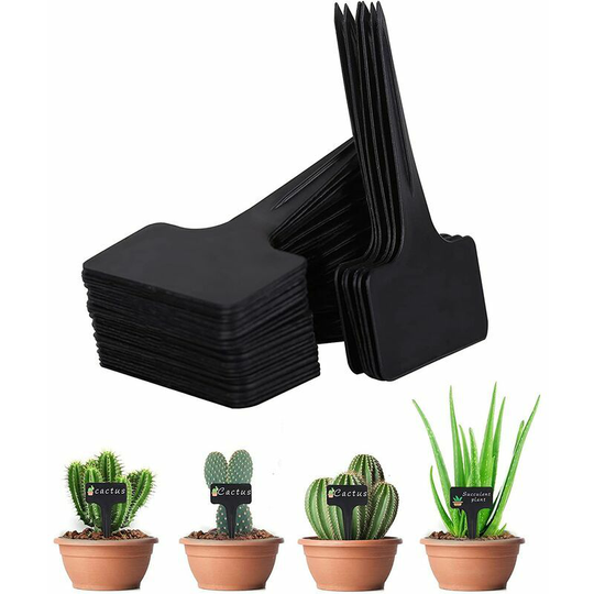 BET Plant Tags Waterproof Garden Tags, T-Type Plastic Plant Tags Seedling Tags, Plant Tags for Flower Vegetable Seed Garden 6 x 10cm (Black) 100Pcs