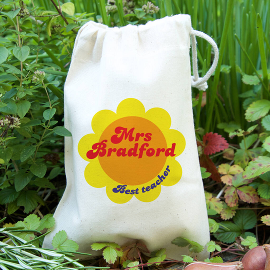 Personalised Retro Flower Seed Bag Teacher Gift