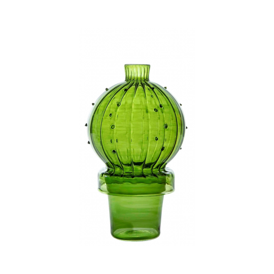 Cactus Circular Shaped Art Deco Vase , Hand Blown Glassware Blown Glass Vases Vintage Vase Colored , Vase For Flowers