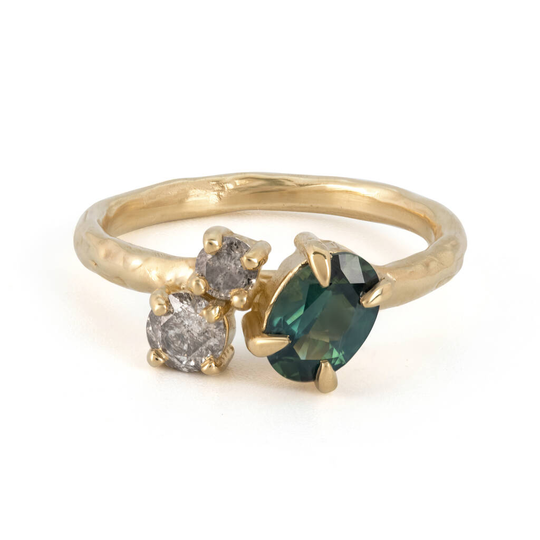 'Daphne' Sapphire Salt And Pepper Engagement Ring