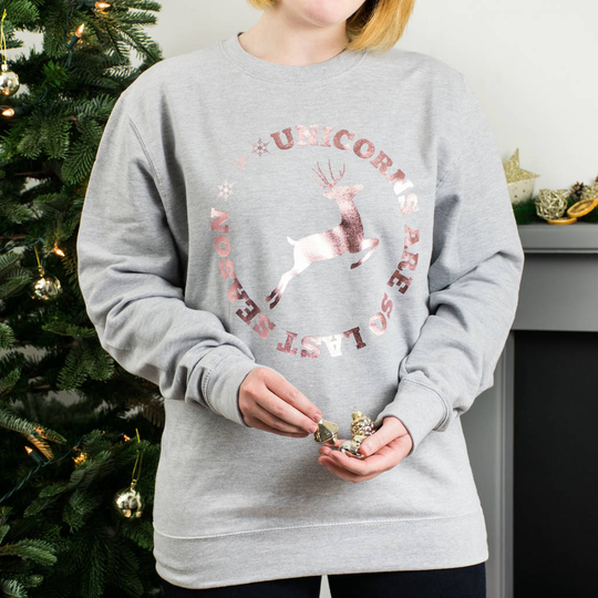 Unicorns Are So Last Season Rose Gold Christmas Jumper