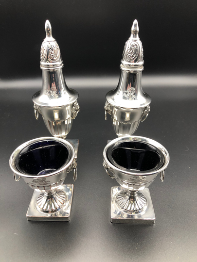 Decorative Antique Silver Plate Salts & Peppers