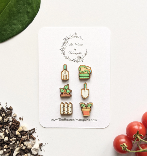 Gardening Earring Set| Mix & Match Earrings| Garden| Plant Lover| Garden Tool Gardener Gifts| Hand-Painted