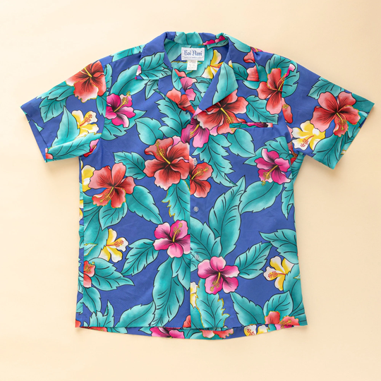 1980's Vintage Rai Nani Hawaiian Shirt | Hibiscus Short Sleeves Button Up| Tiki Shirt| Tropical Rockabilly | Men's Large