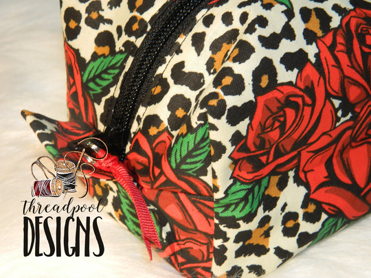 Leopard Print Roses Make Up/Accessory Bag Pencil Pouch