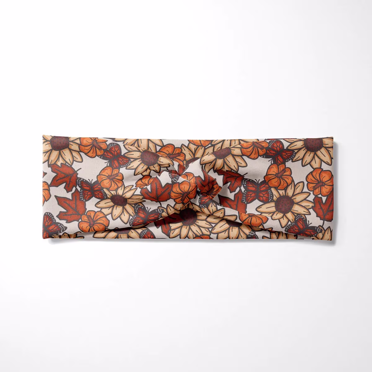 Pumpkin Floral Seasons - Twisted Turban Headband Multicolor Hair Accessory
