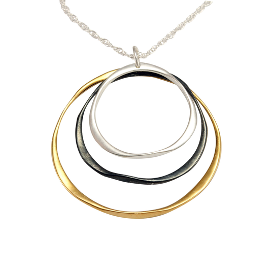 Tri Tone Organic Circles Pendant