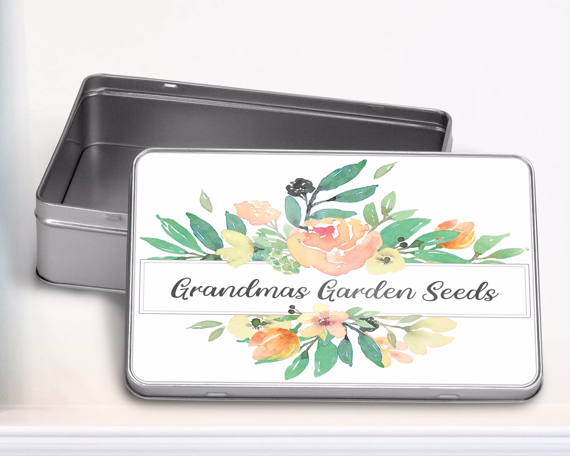 Personalised Custom Seed Storage Box | Gardeners Gift Garden Containers Metal Tin Seed Organiser Hag9904