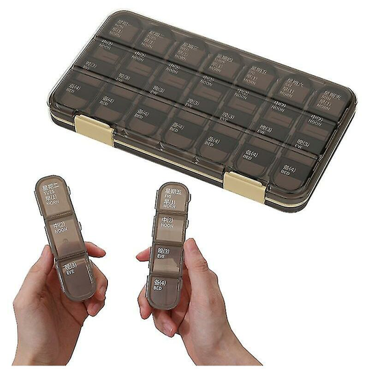 Mini Medicine Storage Travel Pill Box 21 Songs Black - Thsinde