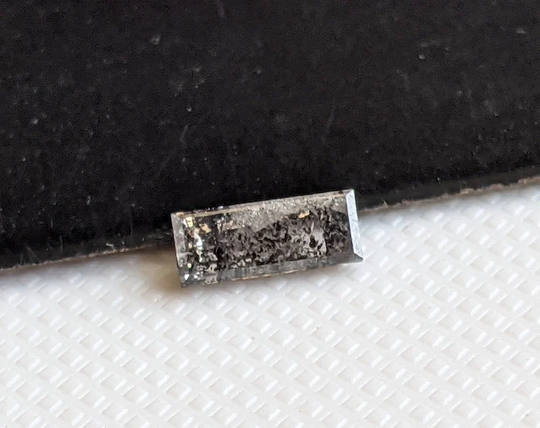 6.1x2.4mm Clear Black Salt & Pepper Baguette Diamond Loose, 1 Pc Huge Natural Faceted For Ring - Pdd304