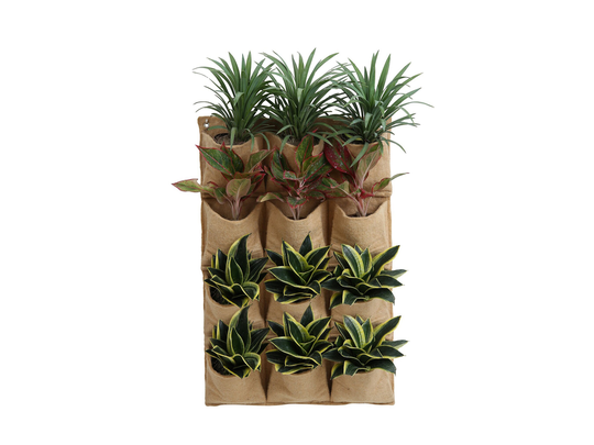 Vertical Garden Living Wall Planter - Eco-Friendly 12 Pocket Outdoor Indoor Hanging Plant Balcony Patio Biodegradable
