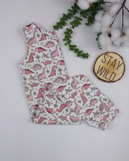 Pink Dinosaurs Toddler Outfit, Organic Baby Clothes, Girls Romper, Trendy Toddler, Modern Girl Cute Shower Gift, Harem Romper
