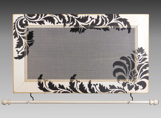 Wall Hanging Earring Holder | Wood Frame Jewelry Organizer Necklace Shabby Chic Hand Painted Damask Design