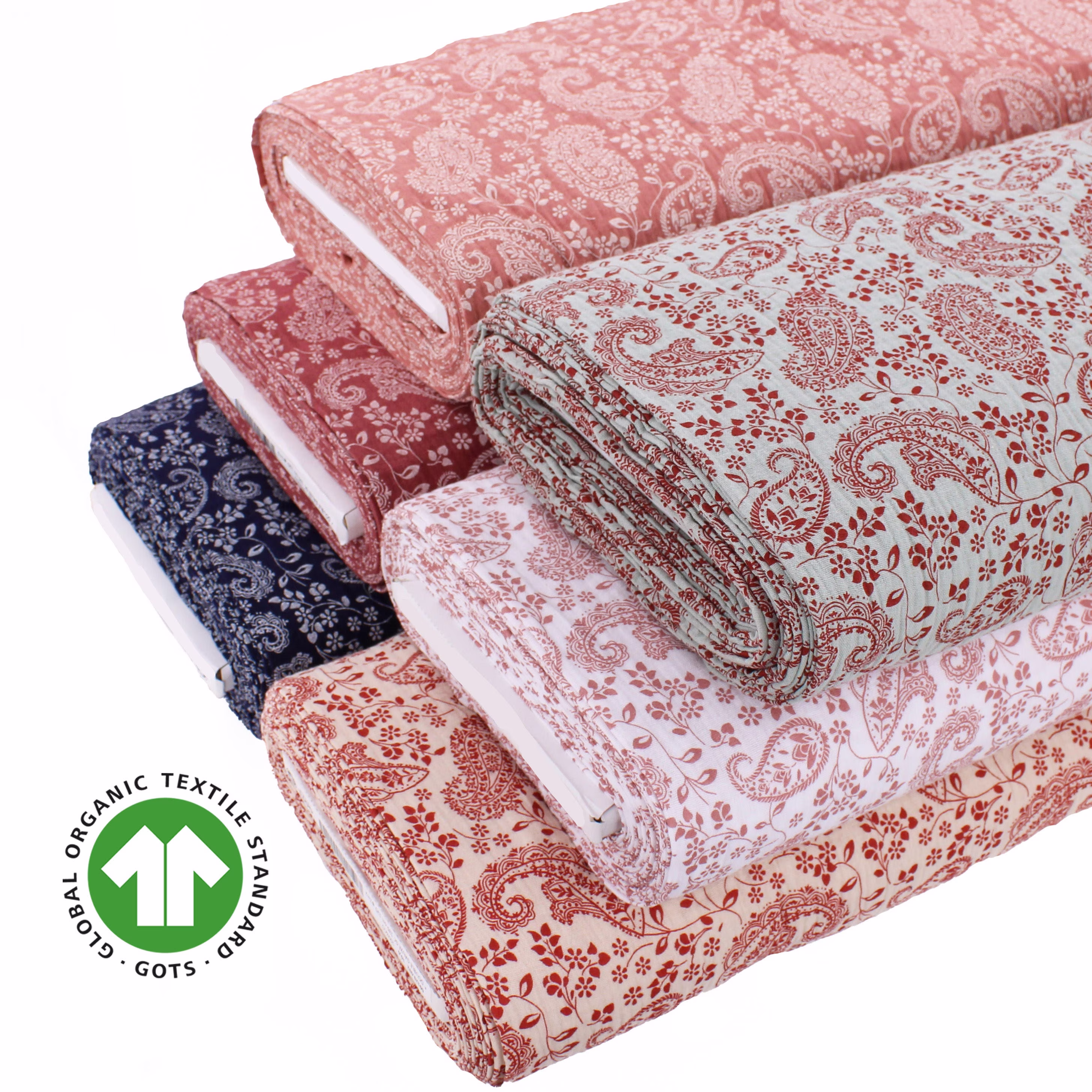 Paisley Organic Double Gauze Crinkle Cotton Muslin Dressmaking Women Kids Fabric