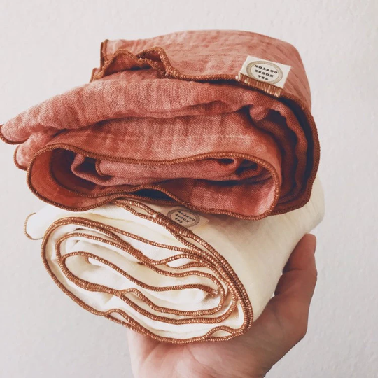 Hand Dyed Organic Bamboo Muslin Swaddle, Baby Blanket, Boho Blanket