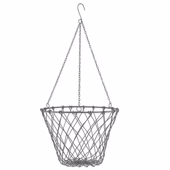 Grey Hanging Basket With Chain/Holder For Pot Flowers By Ib Laursen