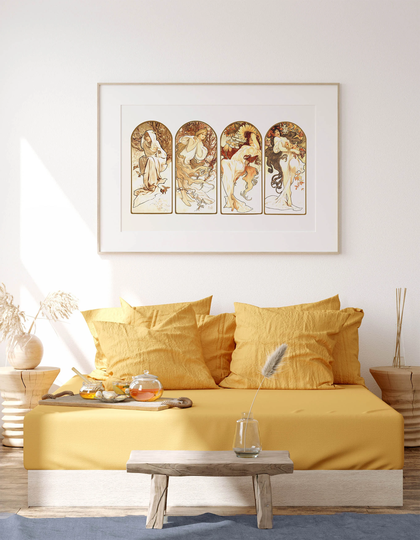 Art Nouveau Print, Alphonse Mucha The Four Seasons, Vintage Fashion Woman Art, Deco Poster, Retro Wall Classical