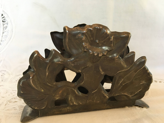 Vintage Napkin Holder Silver Plate Floral Table Kitchen Decor Letter Office Design, Organizer-Letter Mail Organizer
