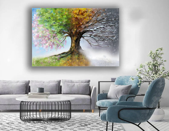Tree Of Four 4 Seasons Spring Summer Autumn Winter Nature Canvas Print Wall Art Picture Small Medium Large Giant Deep Modern Free Delivery