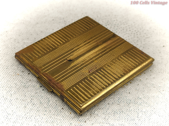 Square Gold Tone Vintage Ladies Powder Compact -6.5cm
