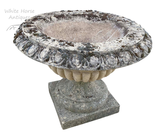 Exceptional C20Th Large Weathered Stone Garden Planter, Statuary, Composition, Urn