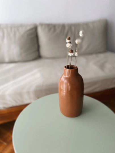 Handmade Ceramic Bottle/Vase Organic Shape Matte Satin Finish, Ideal For Water, Nighstand
