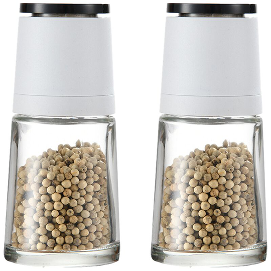 Fvbjd - Crystal Glass Salt and Pepper Grinder Set of 2 -, Brushed Stainless Steel Adjustable 2pcs white cover