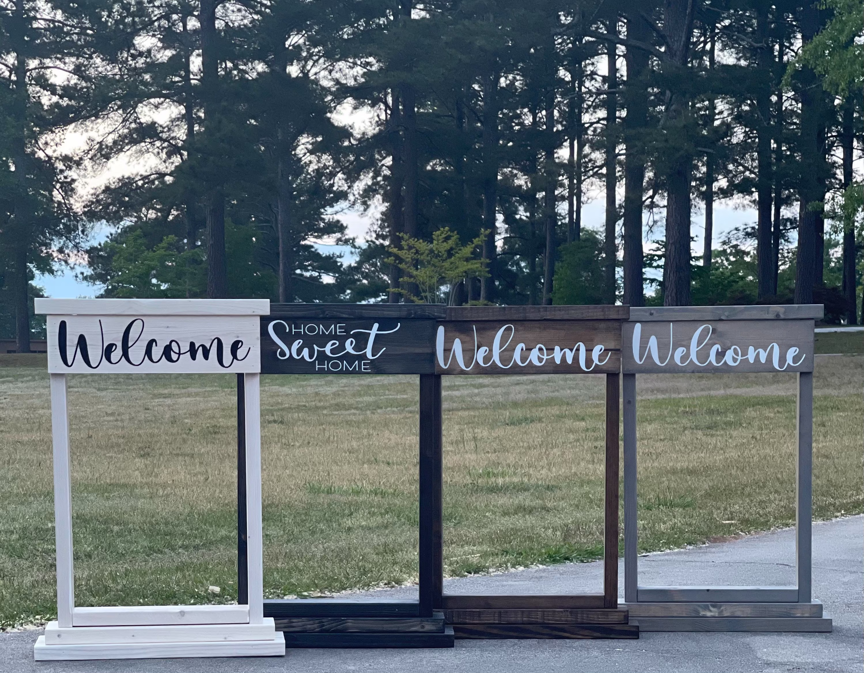 Welcome Planter Sign Hanging Basket Flower Rustic Farmhouse Front Porch Decor