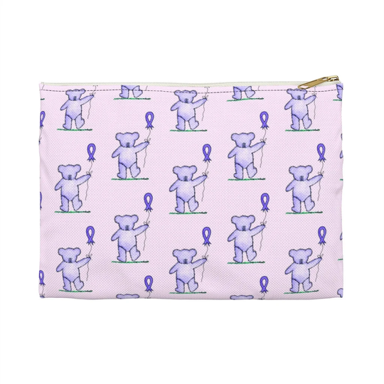 Watercolor Chiari Malformation Bear Accessory Pouch | Hospital Bag, Chronic Illness Medication Travel Surgery Gift