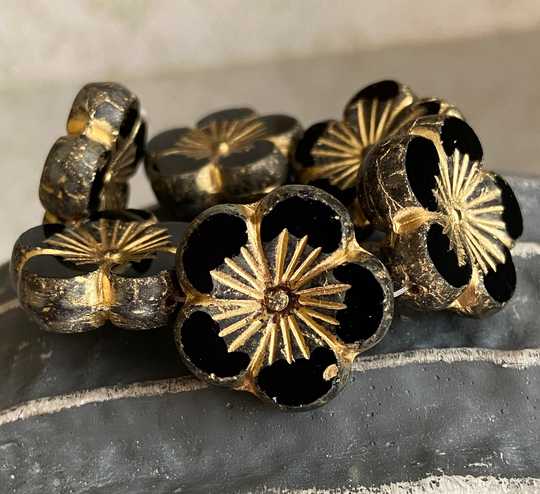 Flower Beads - Glass Czech Hibiscus 21mm 2 Pcs