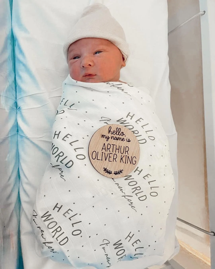 Muslin Organic Baby Swaddle Blanket Hello World Luxury Ultra Silky Soft Wrap Best Newborn Gift