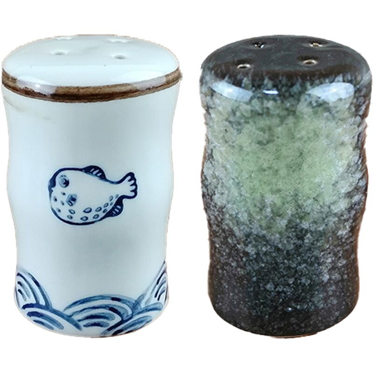 Fvbjd - Kitchen seasoning jar salt chili powder jar ceramic with hole pepper chicken powder bottle sprinkler (Blowfish) + (Green Rhythm)