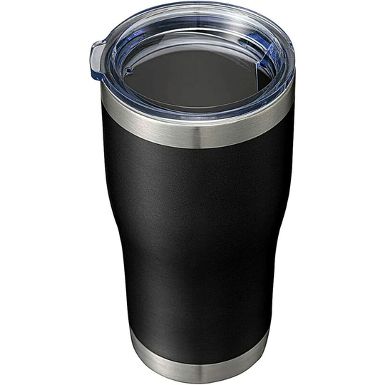 20oz Stainless Steel Tumbler Curve Side Black,Durable Wall Powder Coated Exterior Easy Carrying Travel Mugs Ideal Gift Coffee Cups for Ice and Hot