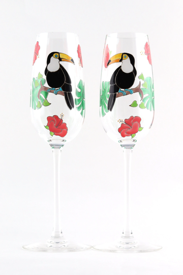 Toucan Champagne Flutes
