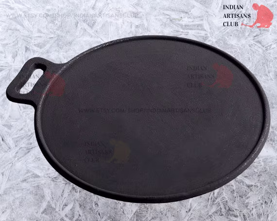 Buy Pre-Seasoned Cast Iron Tawa Cookware With Flat Bottom Black, Ready To Use, For Roti/Paratha/Dosa/Uttapam | 16 Inch, 4.6 Kg, Top Quality