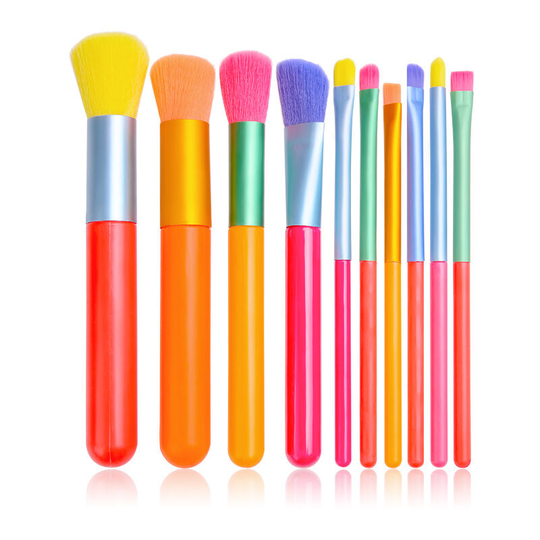 FVO - Makeup Brushes 10 Pcs Colorful Makeup Brush Set Professional Kabuki Powder Foundation Blending Face Powder Blush Concealer Eyeshadow Rainbow