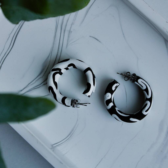 Salt And Pepper Hoop Earrings