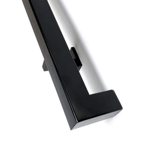 11' Square Handrail | 5 Brackets - Powder Coated Tube Steel Wall Railing Wall Mount Decor Home Improvement